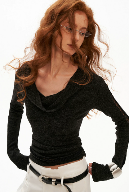 MAMC - Femme Edge Off-Shoulder Long-Sleeve Top (Red / Black)