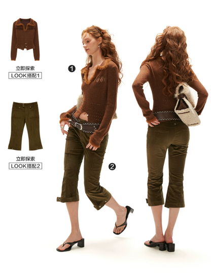 MAMC - High-Waisted Corduroy Cropped Pants