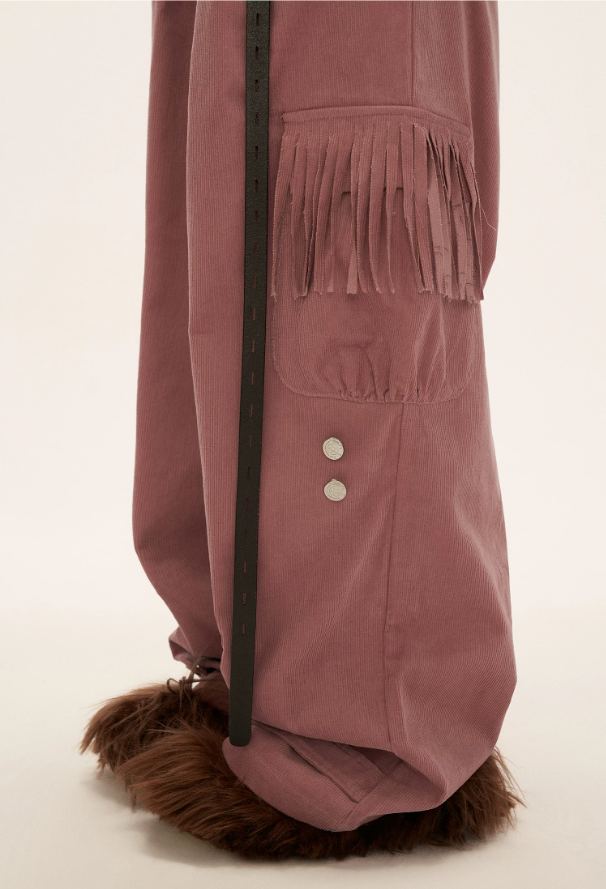 MAMC - Fringe Corduroy Cargo Pants (Dusty Pink)