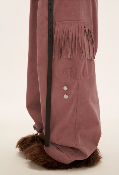 MAMC - Fringe Corduroy Cargo Pants (Dusty Pink)