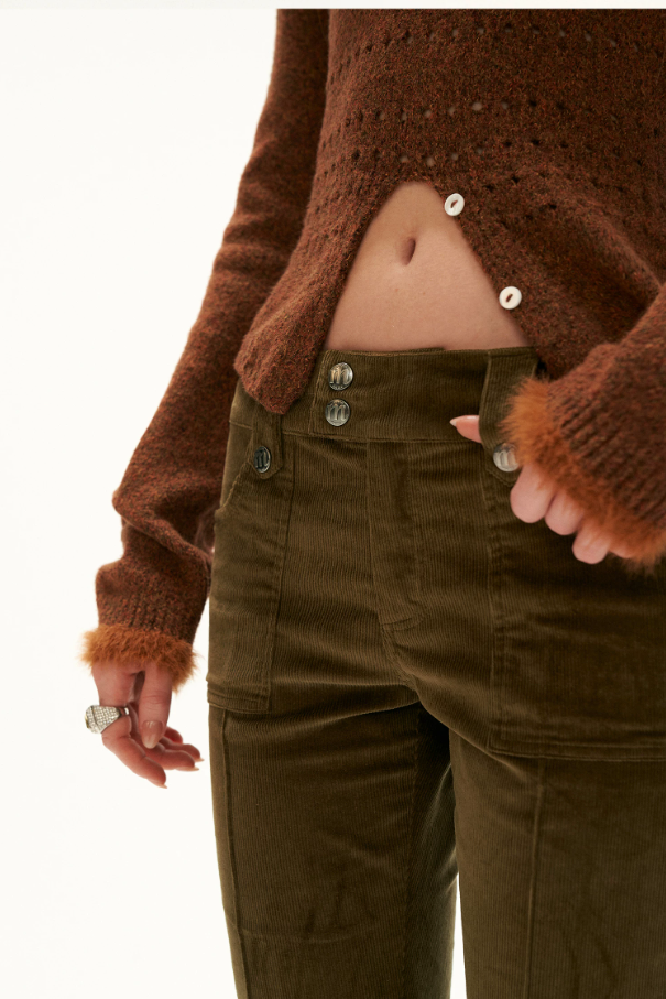 MAMC - High-Waisted Corduroy Cropped Pants