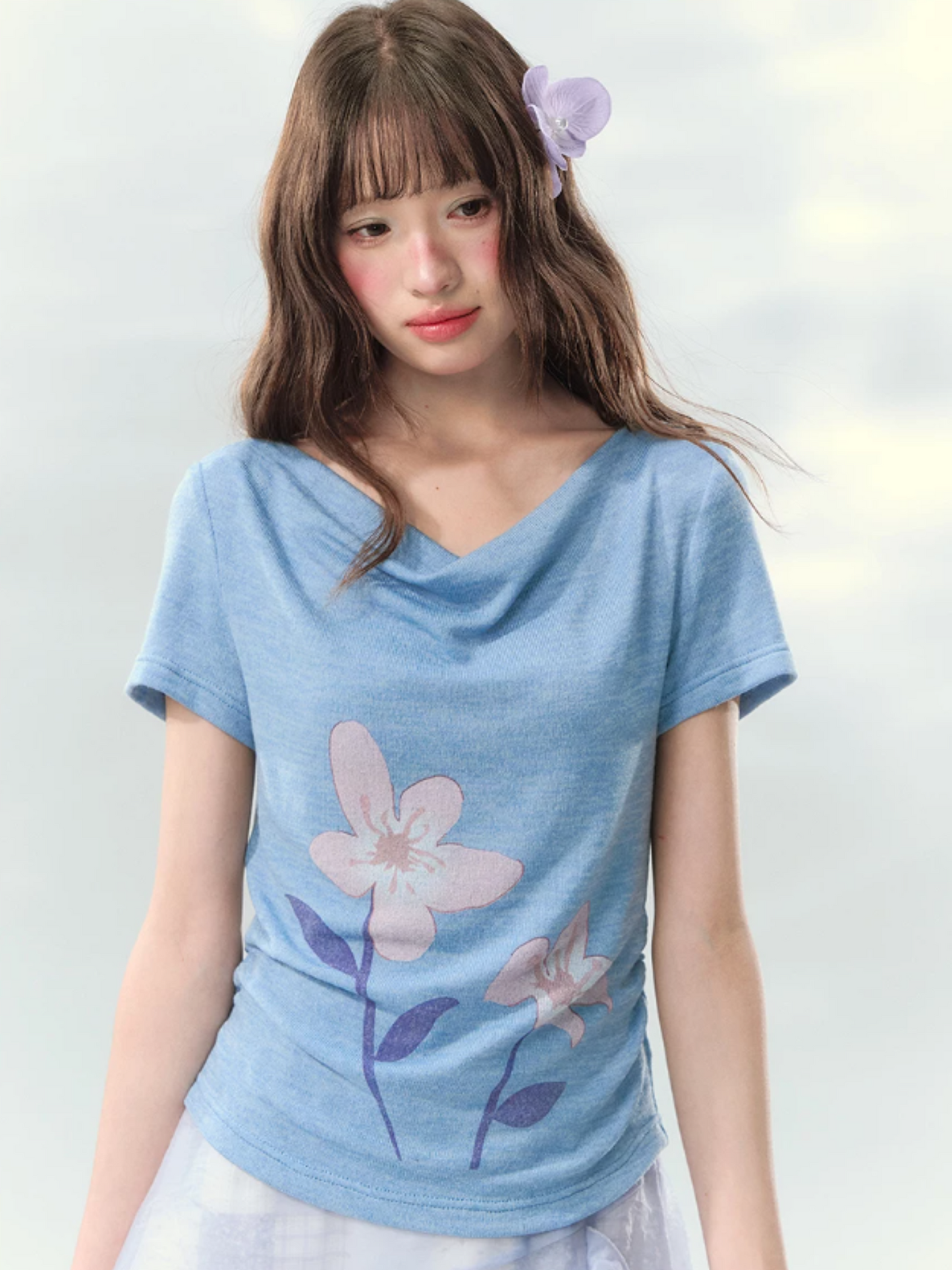 “Blossoms on Mallow” Lavender Patchwork Skirt Set WW2026082