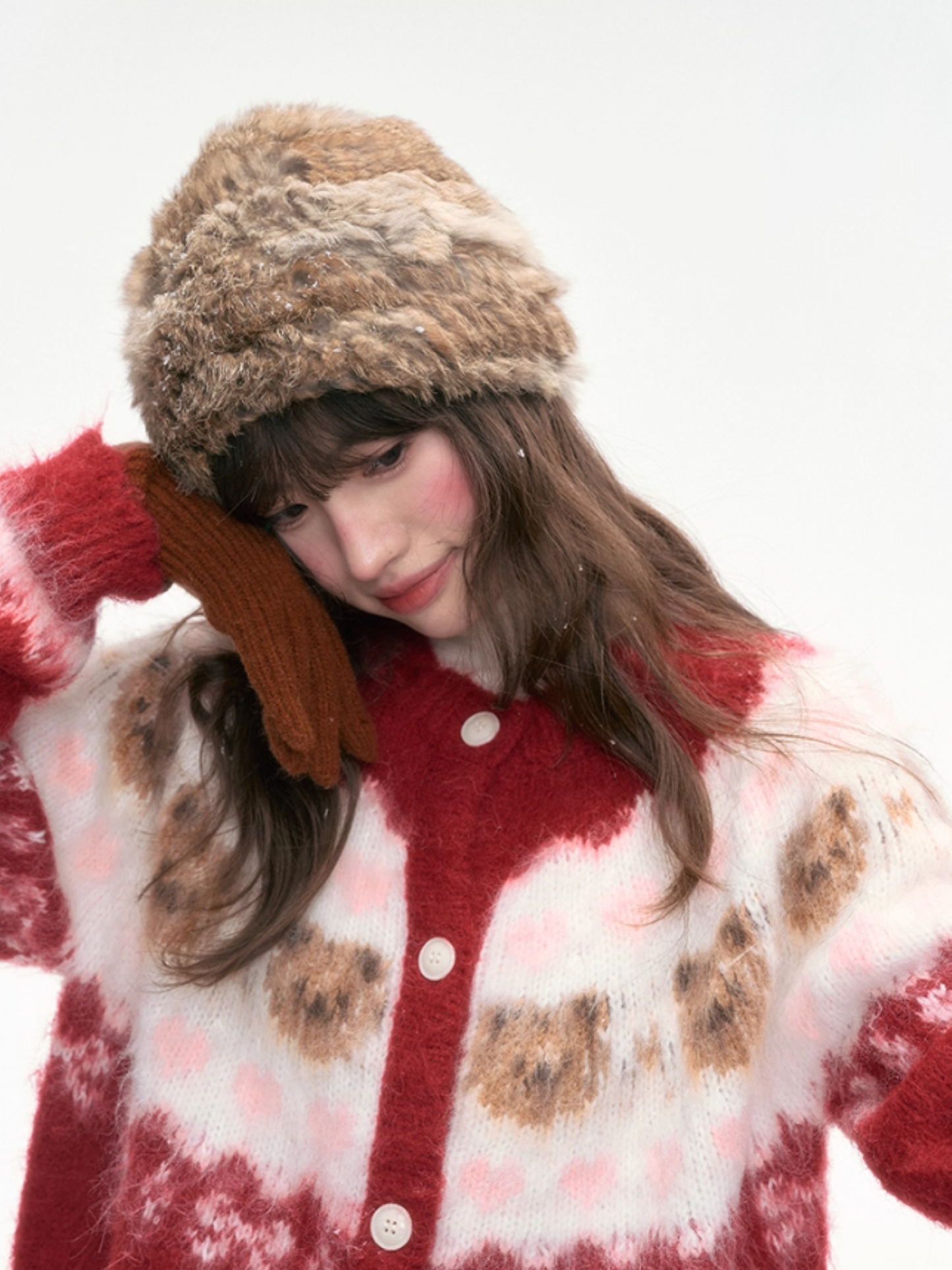 “Christmas Dawn” Retro Heart Bear Knit Sweater PP2025219