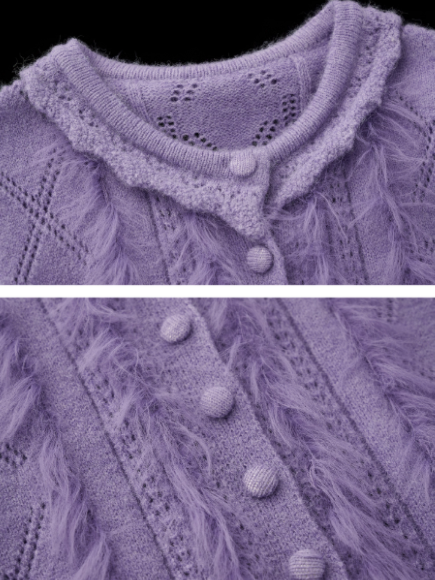 MAMC - Ruffled Collar Knit Cardigan (Lavender Purple)