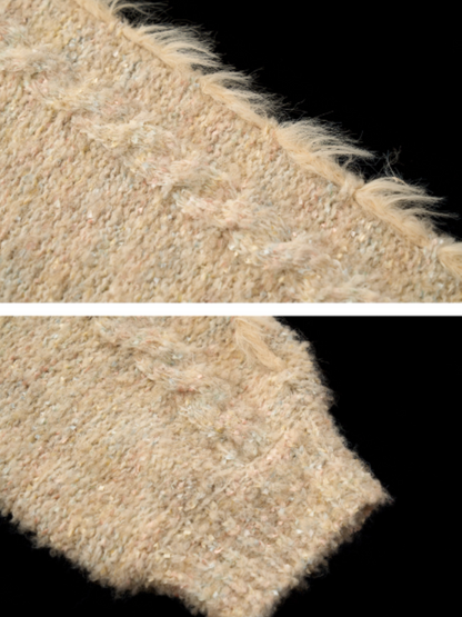 MAMC - Beige Cable Knit Tie-Waist Sweater WE835