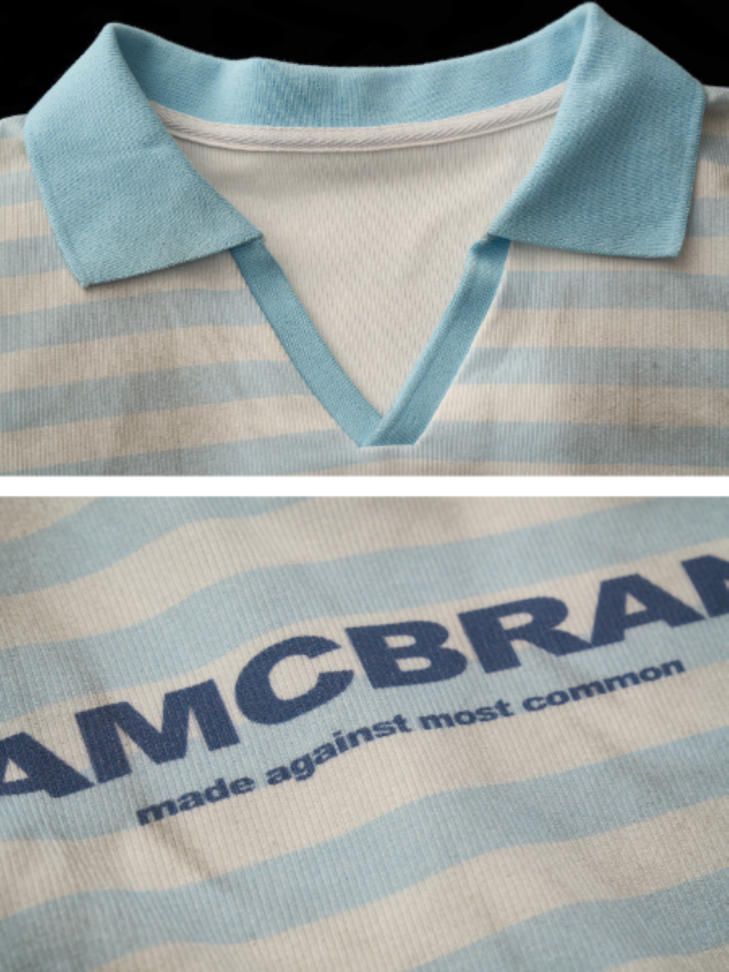 MAMC - Vintage Striped Long Sleeve Polo T-Shirt (Blue Stripes)