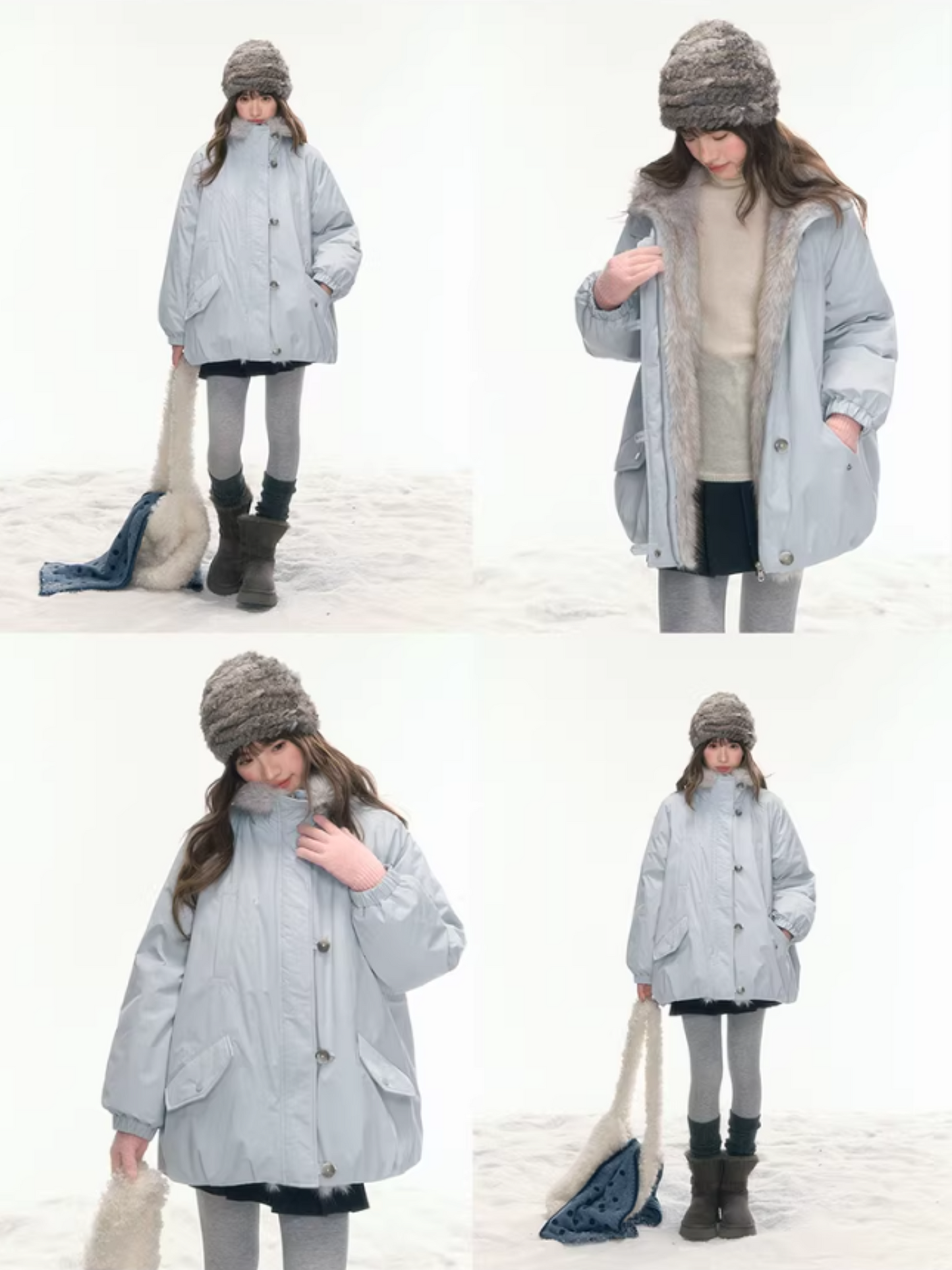 "Soft Sky" Blue Snow Whisper Cocoon Parka Down Jacket LL2025442