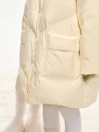 "Honey Glow" Soft Cream Mid-Length Down Jacket SJ2025331