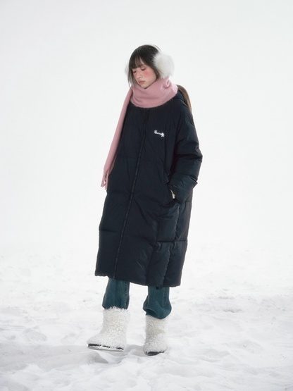 Basic Warm Snowflake Logo Long Down Coat - Black BH2024470