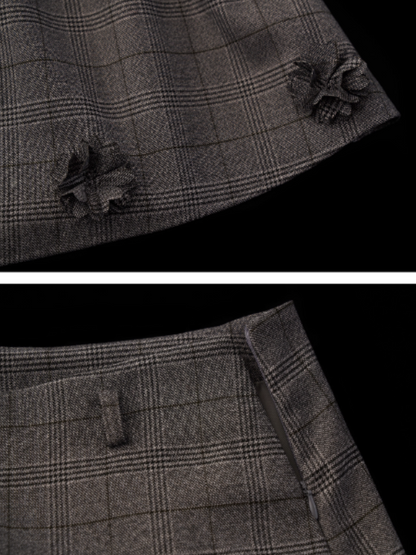 MAMC - Embellished Plaid Midi Skirt WE832