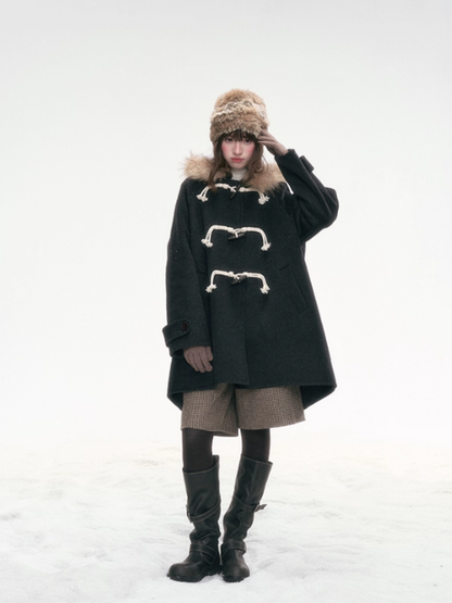 "Tundra Whispers" Wool Coat – Black LL2025319