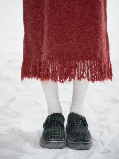 “Christmas Cedar Star" Knit Set – Festive Red Vest Dress