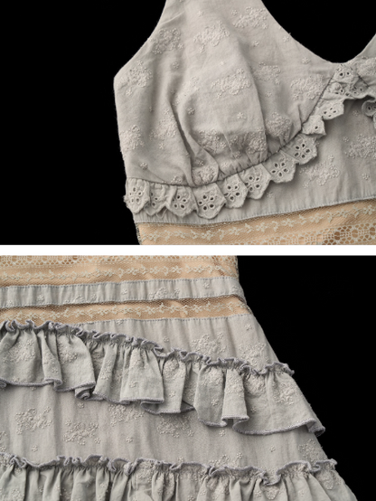 MAMC - Rosalie Lace-Tiered Halter Mini Dress (Silver Grey)