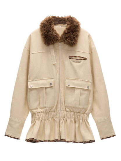 MAMC - Off-White Detachable Fur Collar Utility Jacket WE855