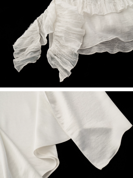 Aurora Layered Asymmetrical Midi Skirt WE847 (Ivory White)