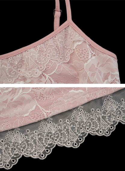 Floral Lace Trim Cami & Tie-Front Cardigan Set WE957