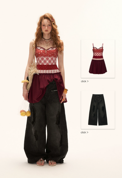 MAMC - "Cherry Stardust Mood" Mixed Print Cami Mini Dress WE909