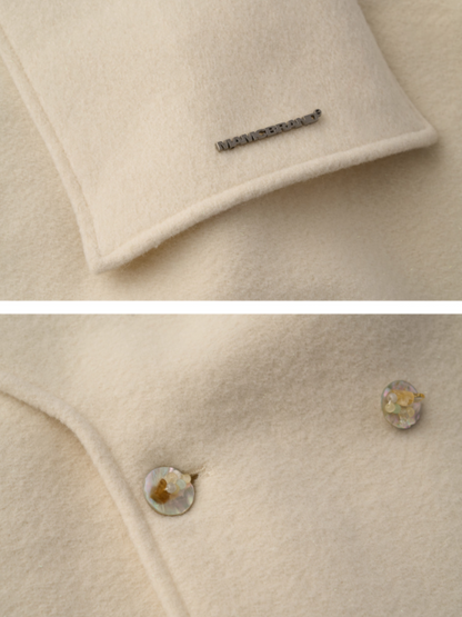 MAMC - White Scarf-Trim Faux Fur Cape Jacket WE889