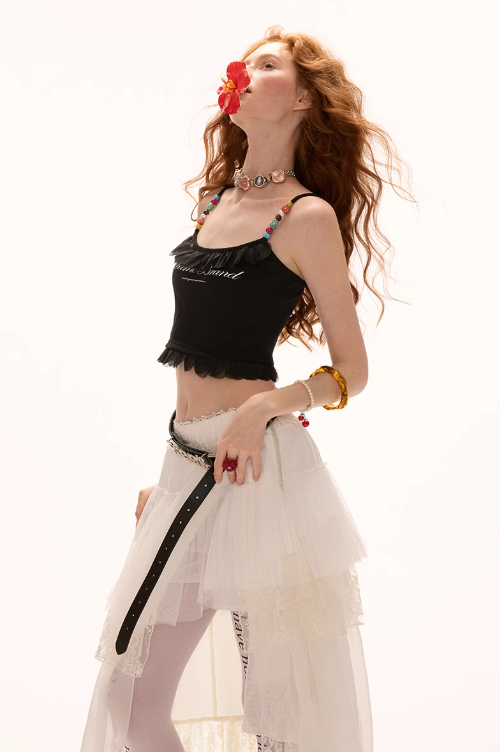 MAMC - Beaded Strap Slim-Fit Cami Top