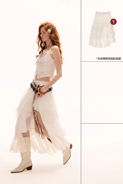 MAMC - Bow-Tie Lace Trim Cami Top