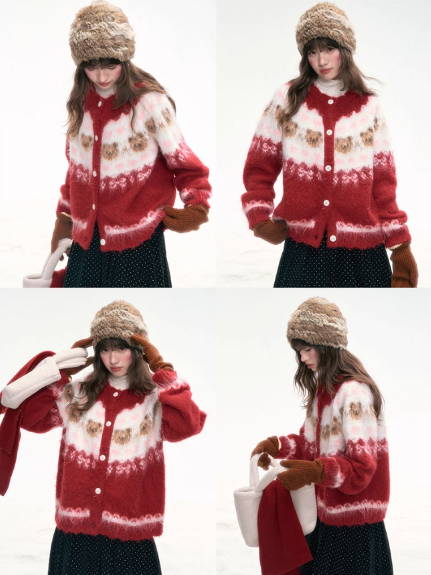 “Christmas Dawn” Retro Heart Bear Knit Sweater PP2025219