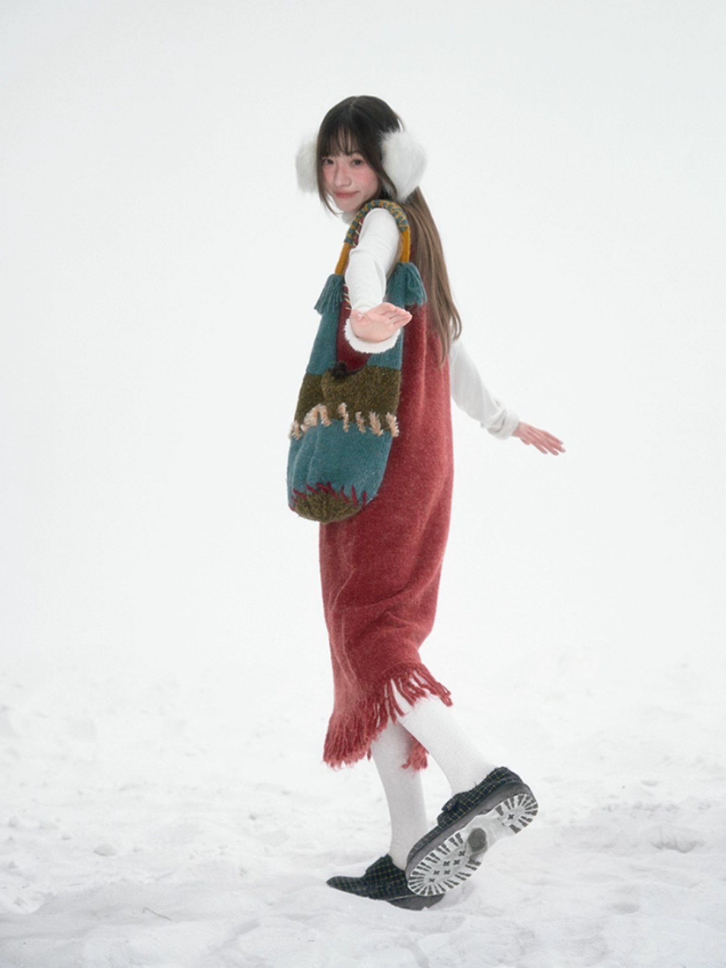 “Christmas Cedar Star" Knit Set – Festive Red Vest Dress