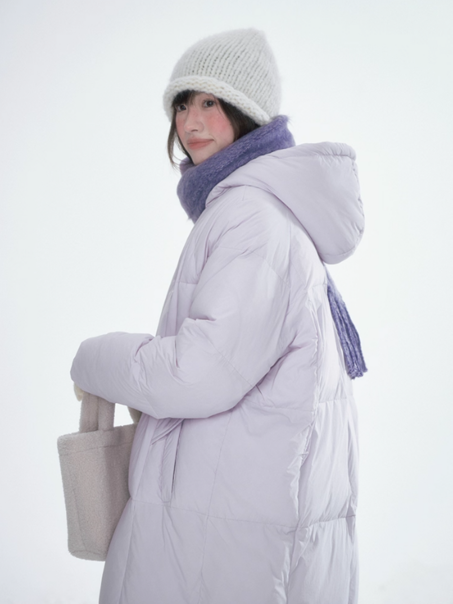 Basic Warm Snowflake Logo Long Down Coat - Purple BH2024470