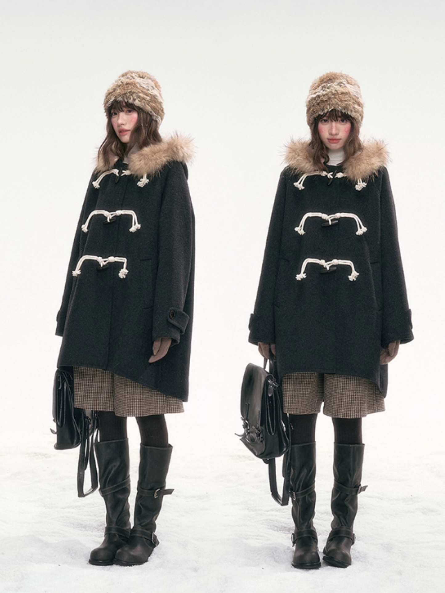 "Tundra Whispers" Wool Coat – Black LL2025319