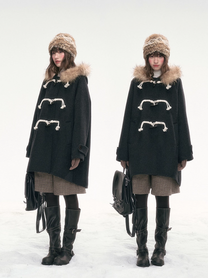 "Tundra Whispers" Wool Coat – Black LL2025319