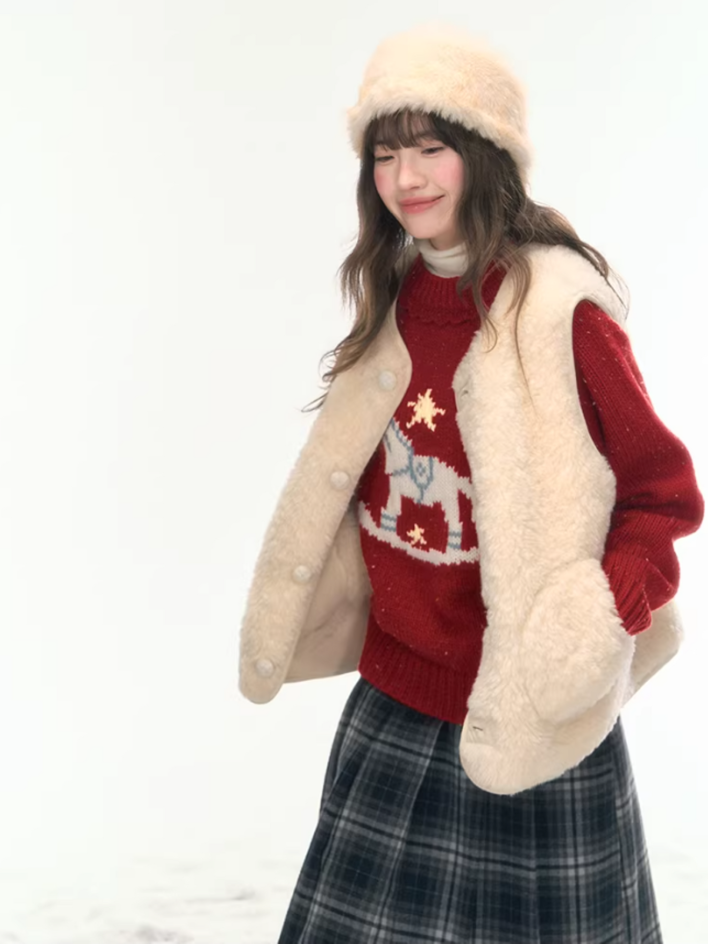 "Wild Caramel" Khaki Reversible Sherpa Vest LL2025477