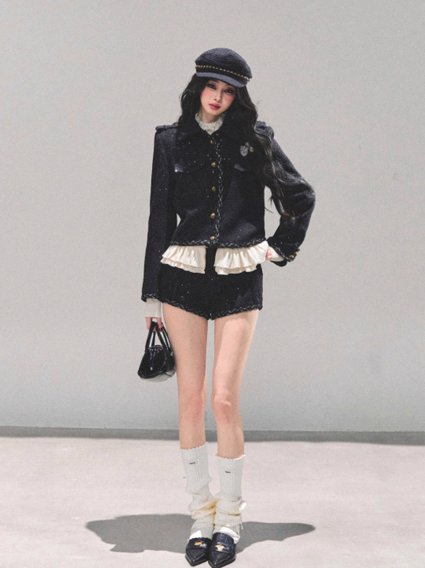 少也眼 “Midnight Allure” French Preppy 3-Piece Set