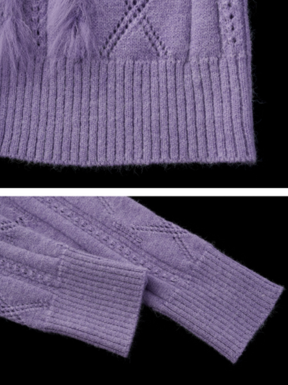 MAMC - Ruffled Collar Knit Cardigan (Lavender Purple)