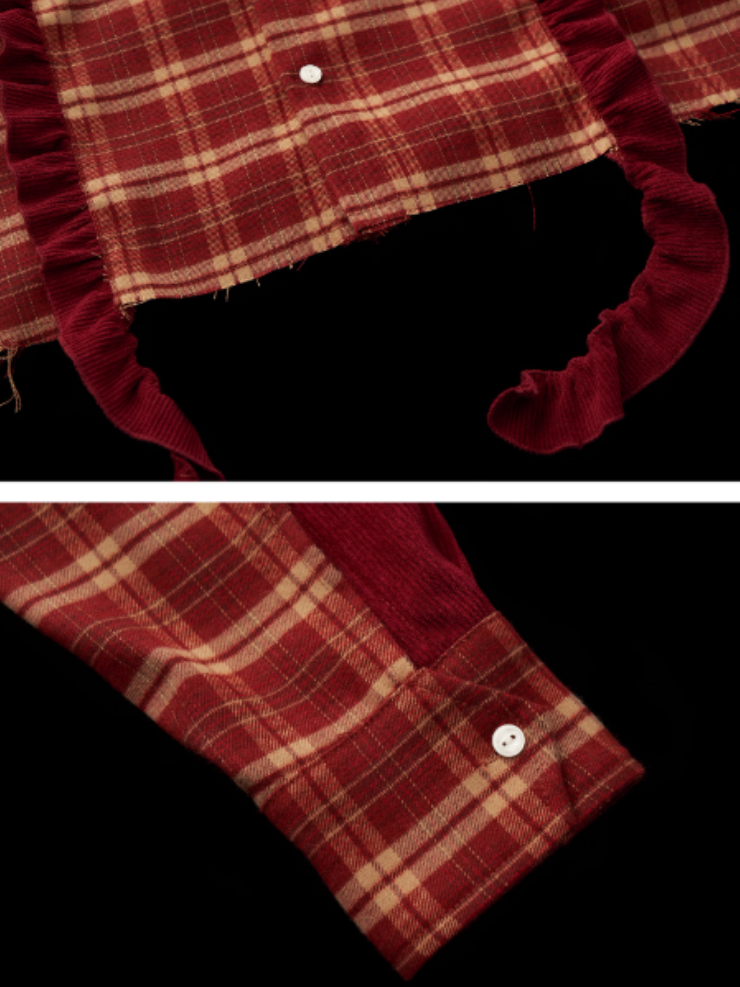 MAMC - Patchwork Plaid Oversized Sweatshirt WE824 (Deep Red)