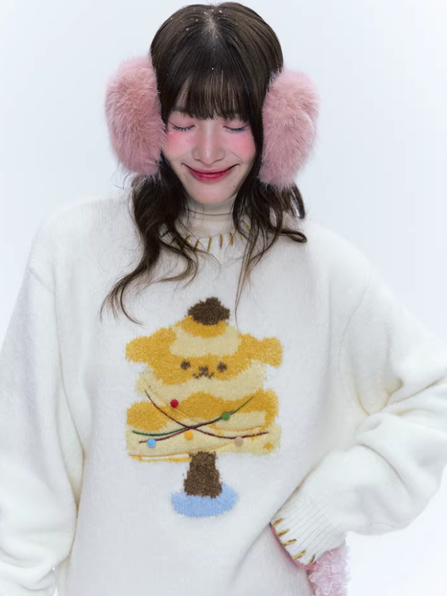 CREAMO2奶油氧气 - Sweet Pudding Puppy Ivory Knit Sweater