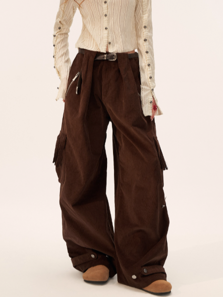 MAMC - Fringe Corduroy Cargo Pants (Coffee Brown)