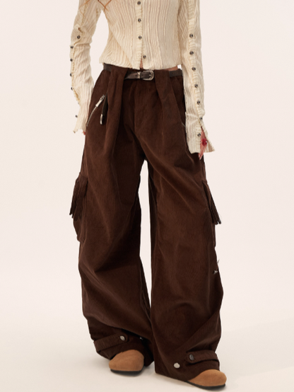 MAMC - Fringe Corduroy Cargo Pants (Coffee Brown)