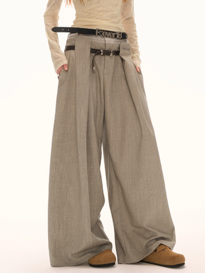 MAMC - Double Waistband Plaid Wide-Leg Trousers – High-End Loose Straight Pants