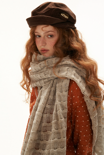 MAMC - Orange Polka Dot Textured Zip-Up Hooded Knit Cardigan