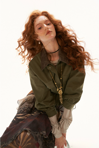 MAMC - Light Apricot Twisted Ruched Lyocell Long Sleeve Top