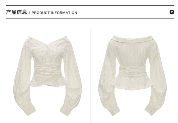 MAMC - White French-Inspired Ruffle Off-Shoulder Waist-Tie Blouse