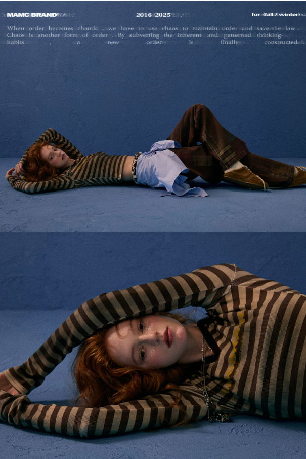 MAMC - Vintage Striped Long Sleeve Polo T-Shirt (Brown Stripes)