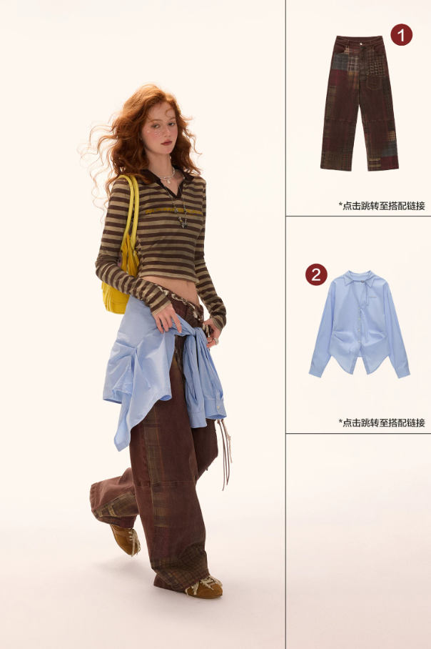 MAMC - Vintage Striped Long Sleeve Polo T-Shirt (Brown Stripes)