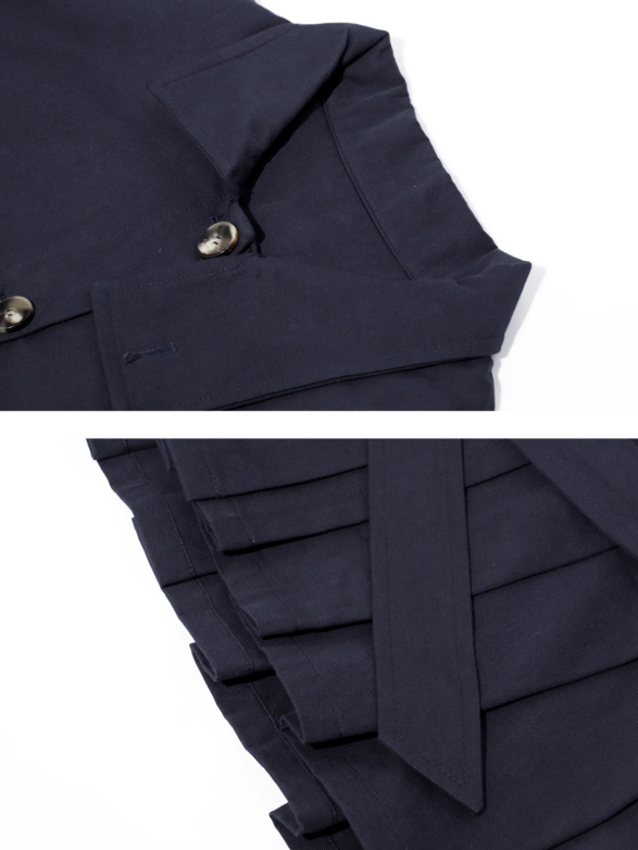 ASGONY - Preppy Bunny Collar Jacket with Removable Plaid Ears (Navy Blue)