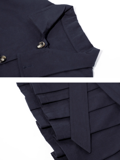 ASGONY - Preppy Bunny Collar Jacket with Removable Plaid Ears (Navy Blue)
