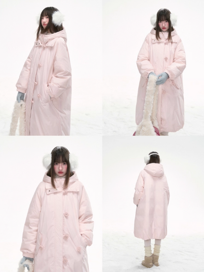 “Winter Variations” Cloud Puff Pink Reversible Long Down Coat LL2025294