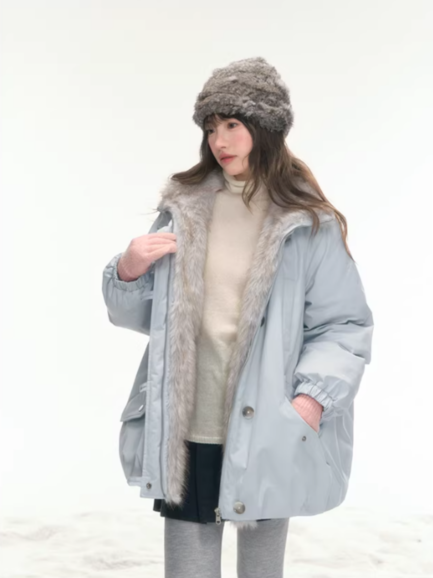"Soft Sky" Blue Snow Whisper Cocoon Parka Down Jacket LL2025442