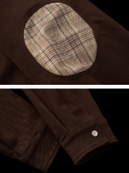 MAMC - Coffee Brown Plaid Patchwork Cropped Jacket & Skirt Set