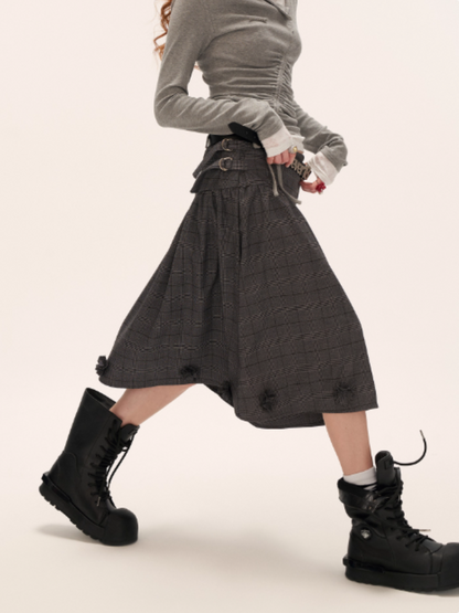 MAMC - Embellished Plaid Midi Skirt WE832
