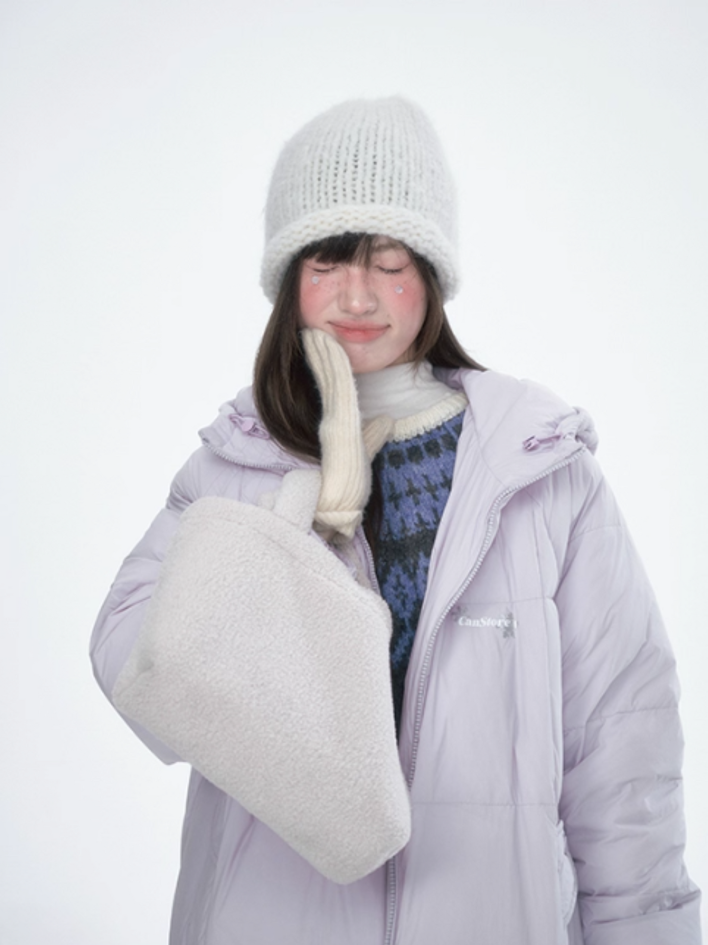 Basic Warm Snowflake Logo Long Down Coat - Purple BH2024470