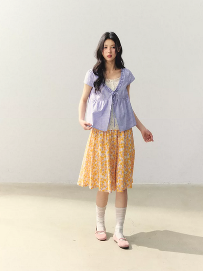 "Purple Haze Citrus" Lavender Plaid Blouse LL2026038